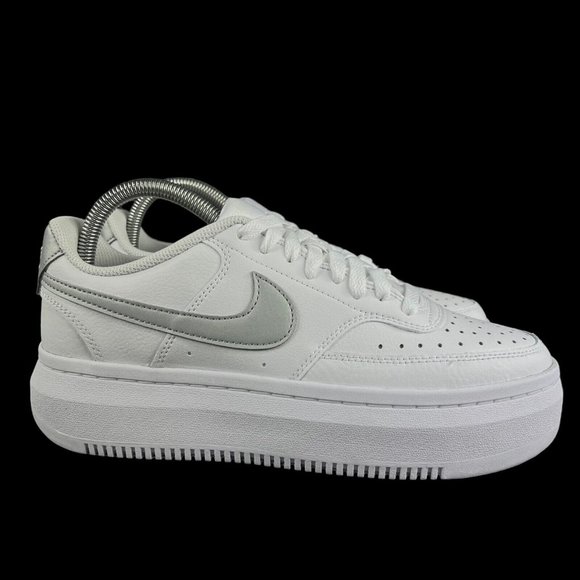 Nike Court Vision Alta Ltr White Silver Shoes DM0113-101 Women's Size 9 - Picture 1 of 9